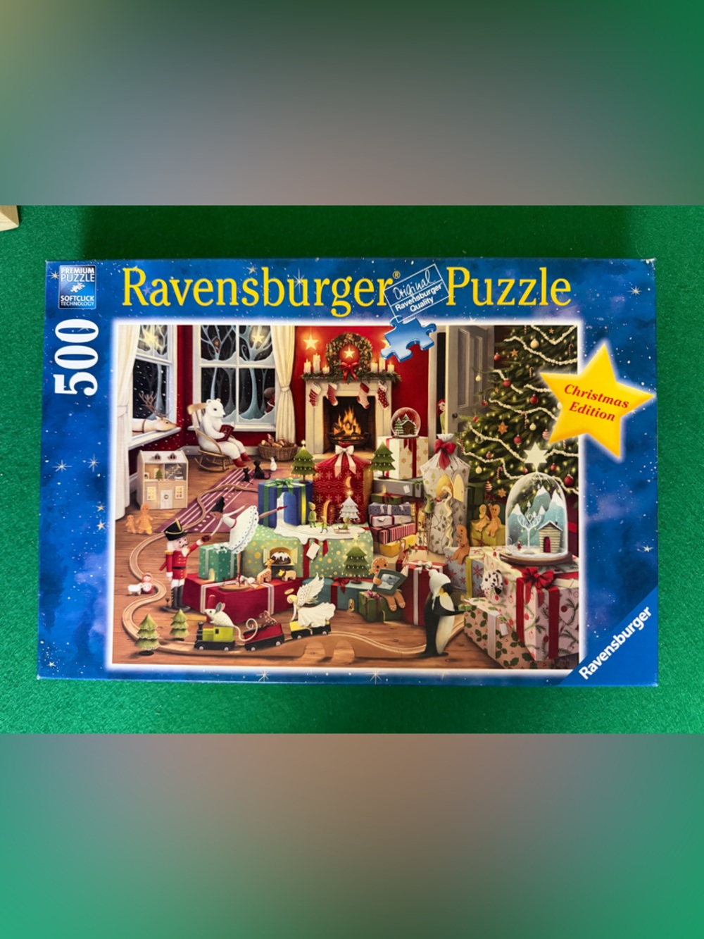 Ravensburger Christmas Edition Puzzle - Blue Box with Festive Multi-Color Scene